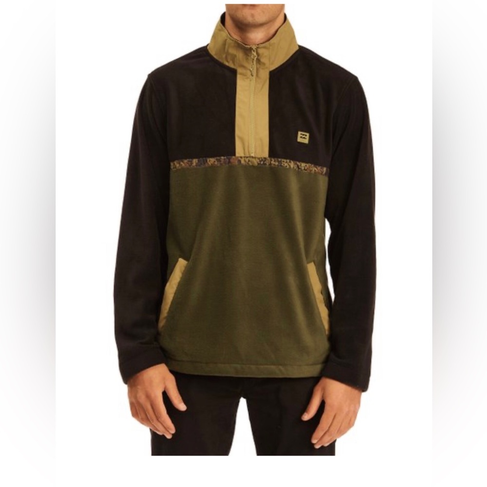 NWT Billabong Block Boundary Pullover Sweatshirt- Men’s Size Small Dark Olive - Picture 2 of 5